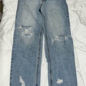 BDG Blue Relaxed Fit Jeans with Distressed Details